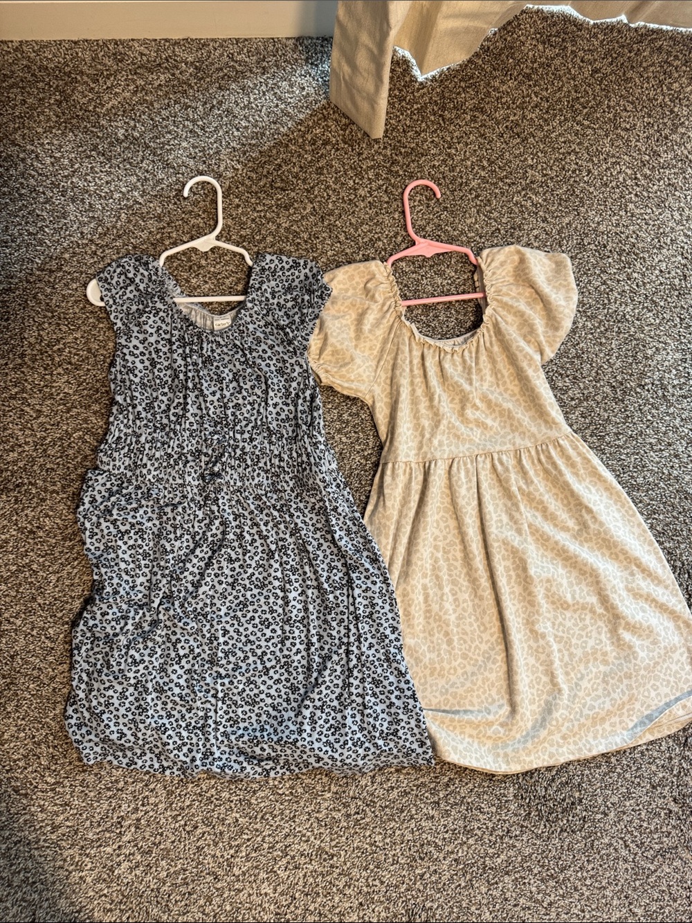Carter's Blue Floral Dress and Cream Puff-Sleeve Dress